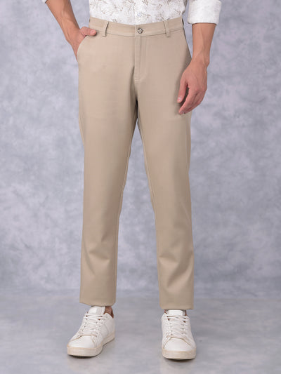 Beige Printed Trousers-Men Trousers-Crimsoune Club