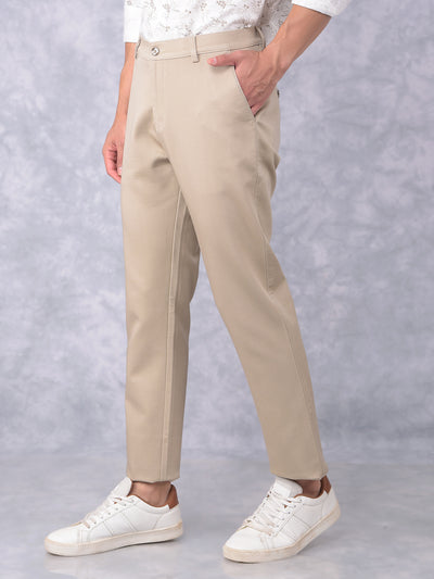 Beige Printed Trousers-Men Trousers-Crimsoune Club
