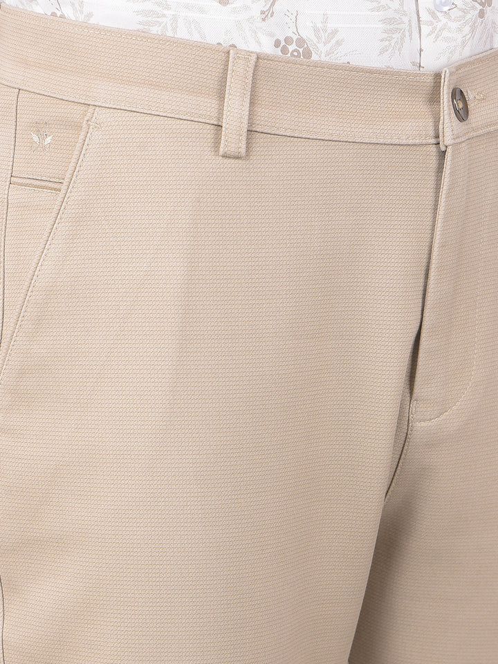 Beige Printed Trousers-Men Trousers-Crimsoune Club