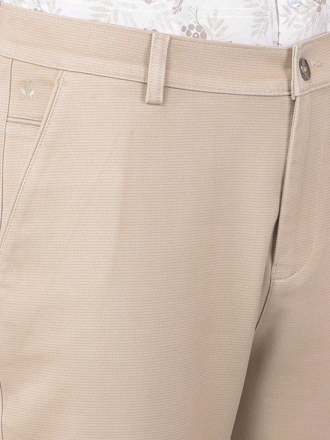 Beige Printed Trousers-Men Trousers-Crimsoune Club
