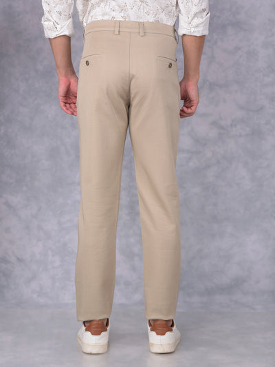 Beige Printed Trousers-Men Trousers-Crimsoune Club