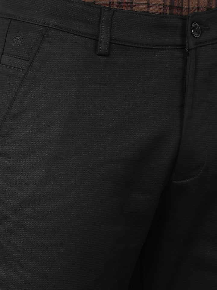 Black Printed Dobby Trousers-Men Trousers-Crimsoune Club