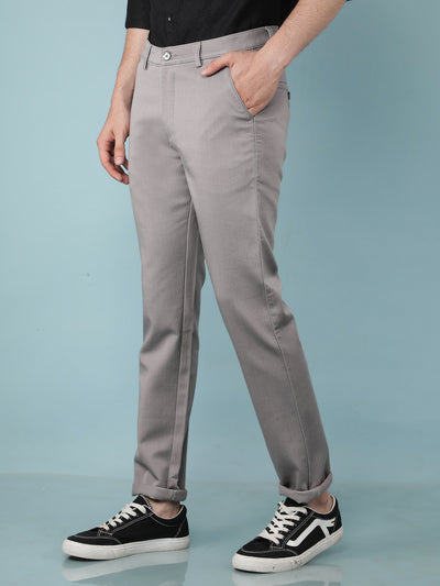 Grey Printed Chinos Trousers-Men Trousers-Crimsoune Club