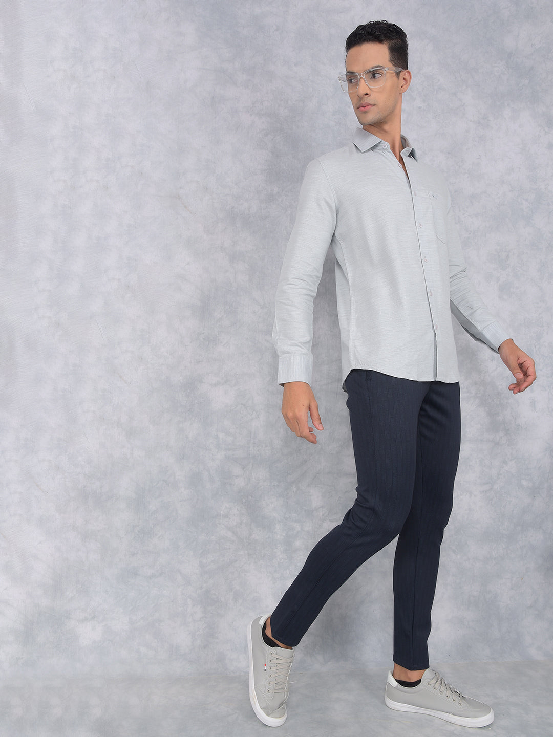 Navy Blue Printed Knitted Trousers-Men Trousers-Crimsoune Club