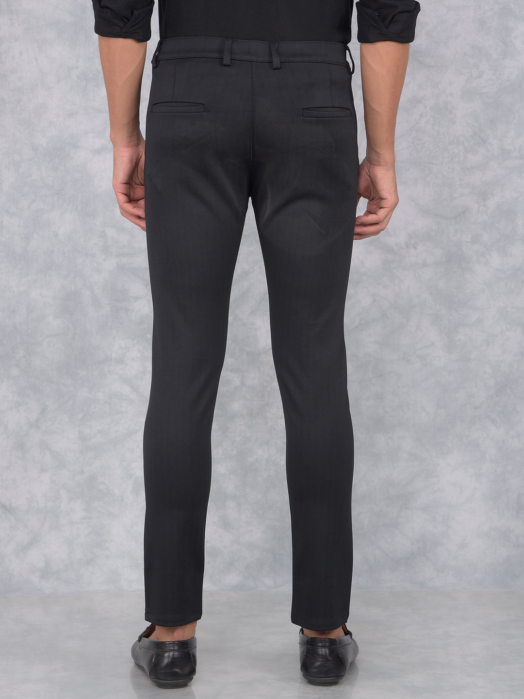 Black Printed Knitted Trousers-Men Trousers-Crimsoune Club