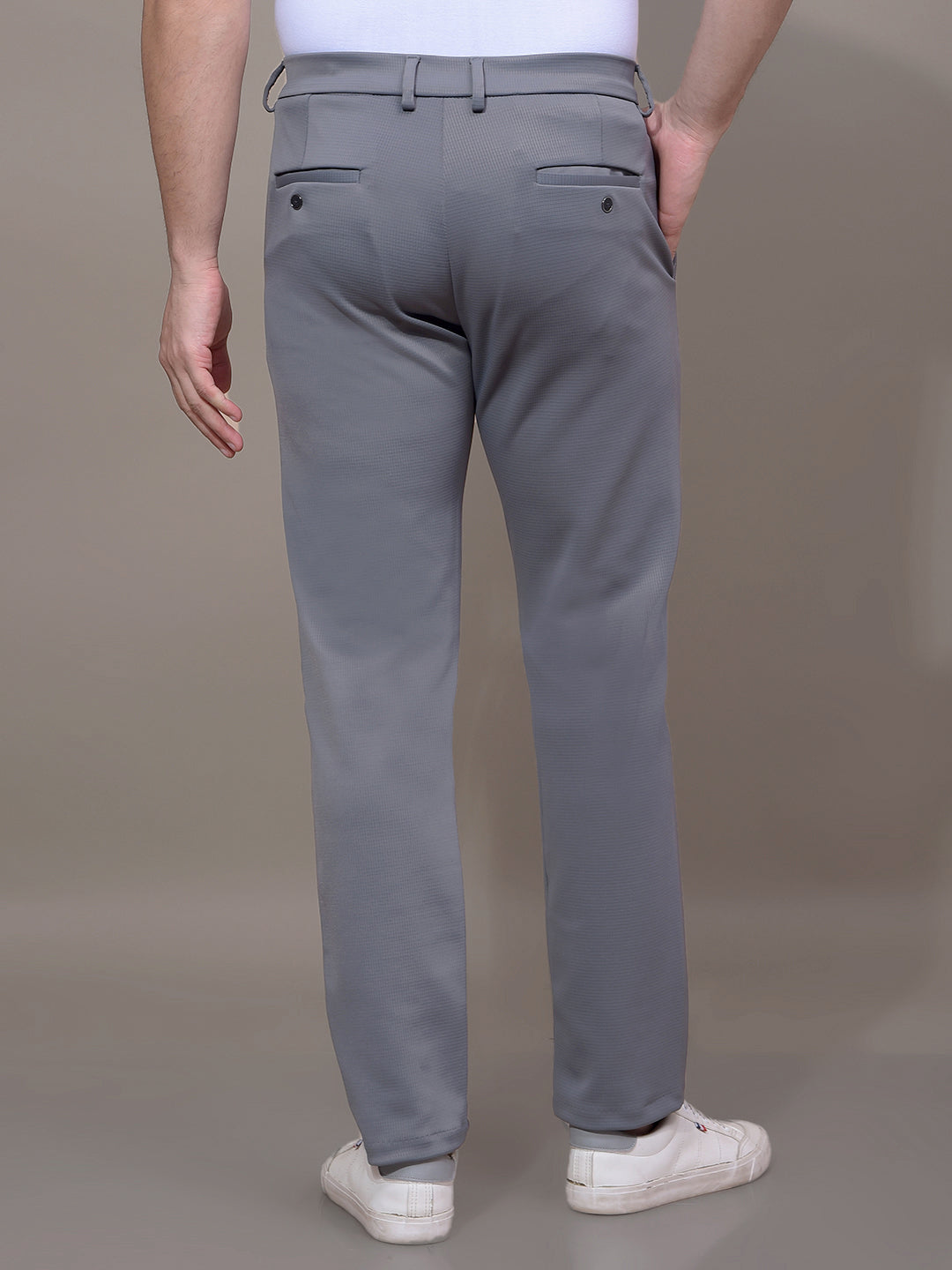 Grey Printed Knitted Trousers-Men Trousers-Crimsoune Club