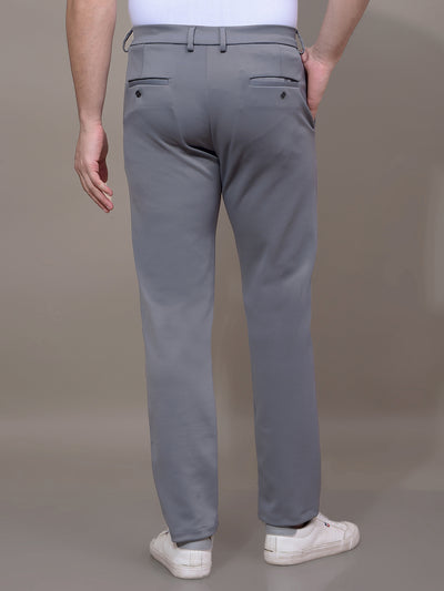 Grey Printed Knitted Trousers-Men Trousers-Crimsoune Club