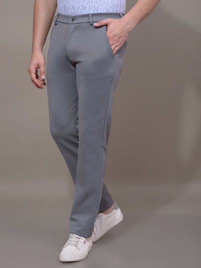 Grey Printed Knitted Trousers-Men Trousers-Crimsoune Club