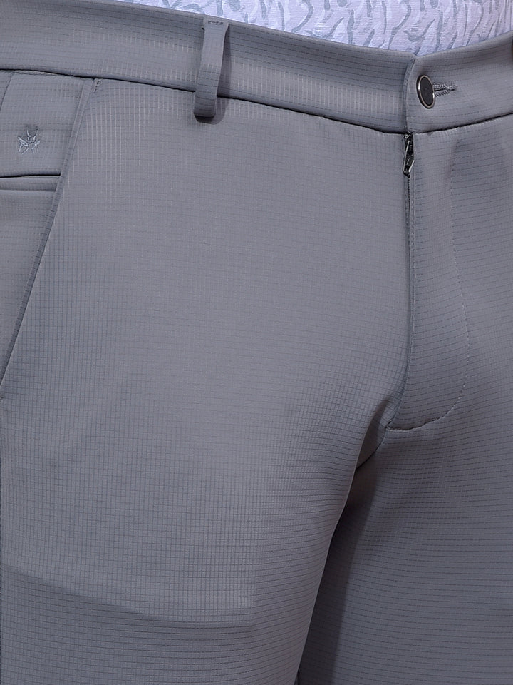 Grey Printed Knitted Trousers-Men Trousers-Crimsoune Club