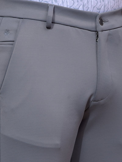 Grey Printed Knitted Trousers-Men Trousers-Crimsoune Club