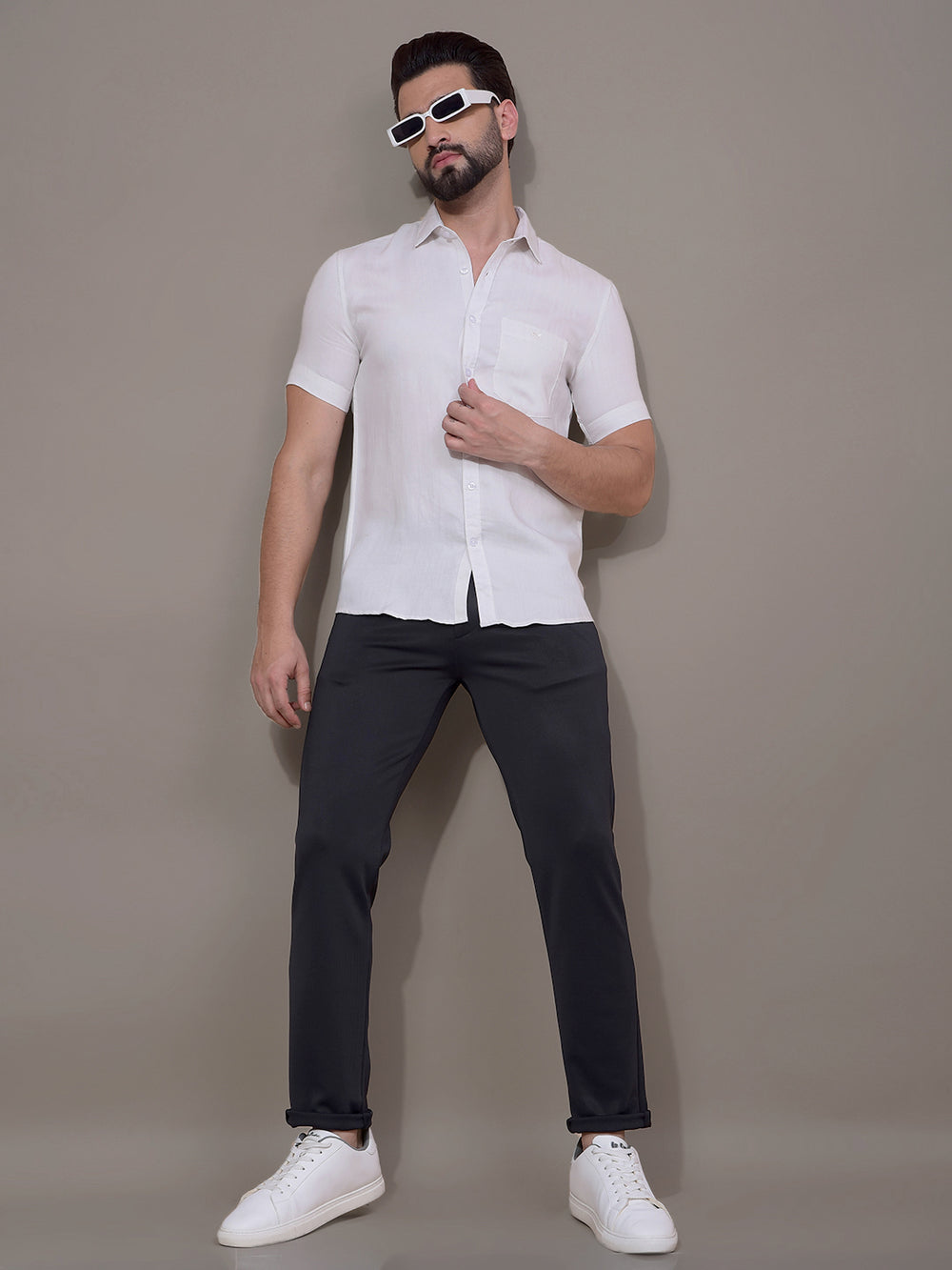Navy Blue Printed Knitted Trousers-Men Trousers-Crimsoune Club