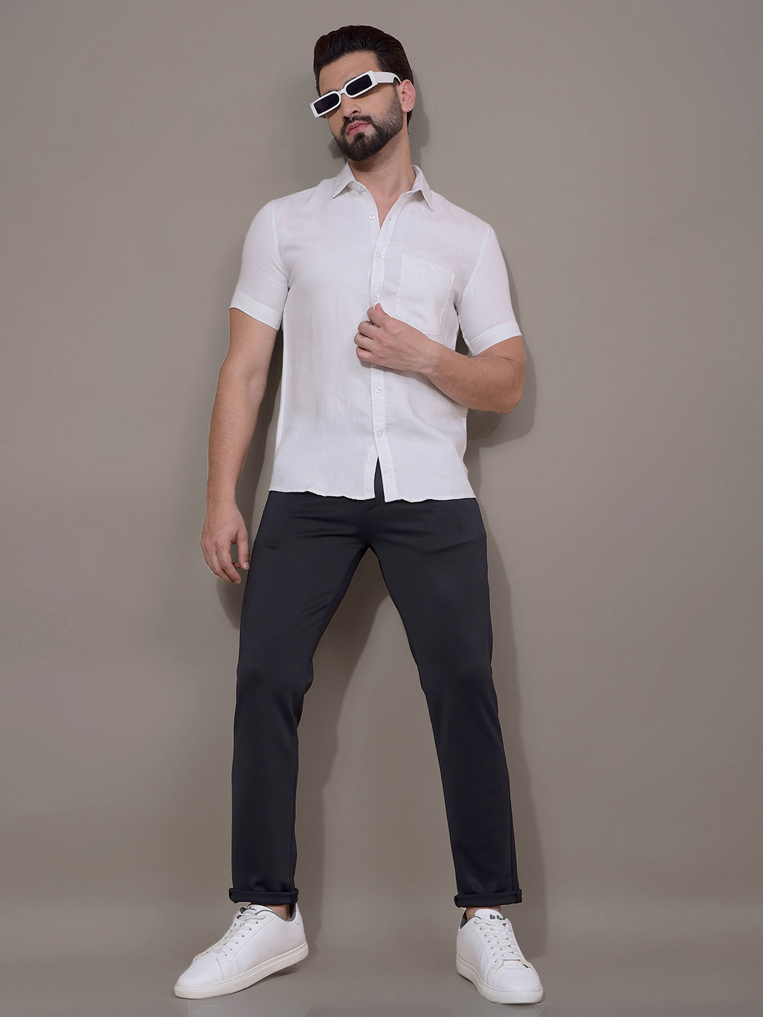 Navy Blue Printed Knitted Trousers-Men Trousers-Crimsoune Club