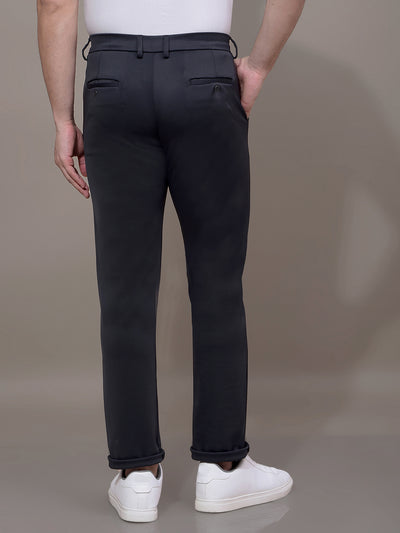 Navy Blue Printed Knitted Trousers-Men Trousers-Crimsoune Club