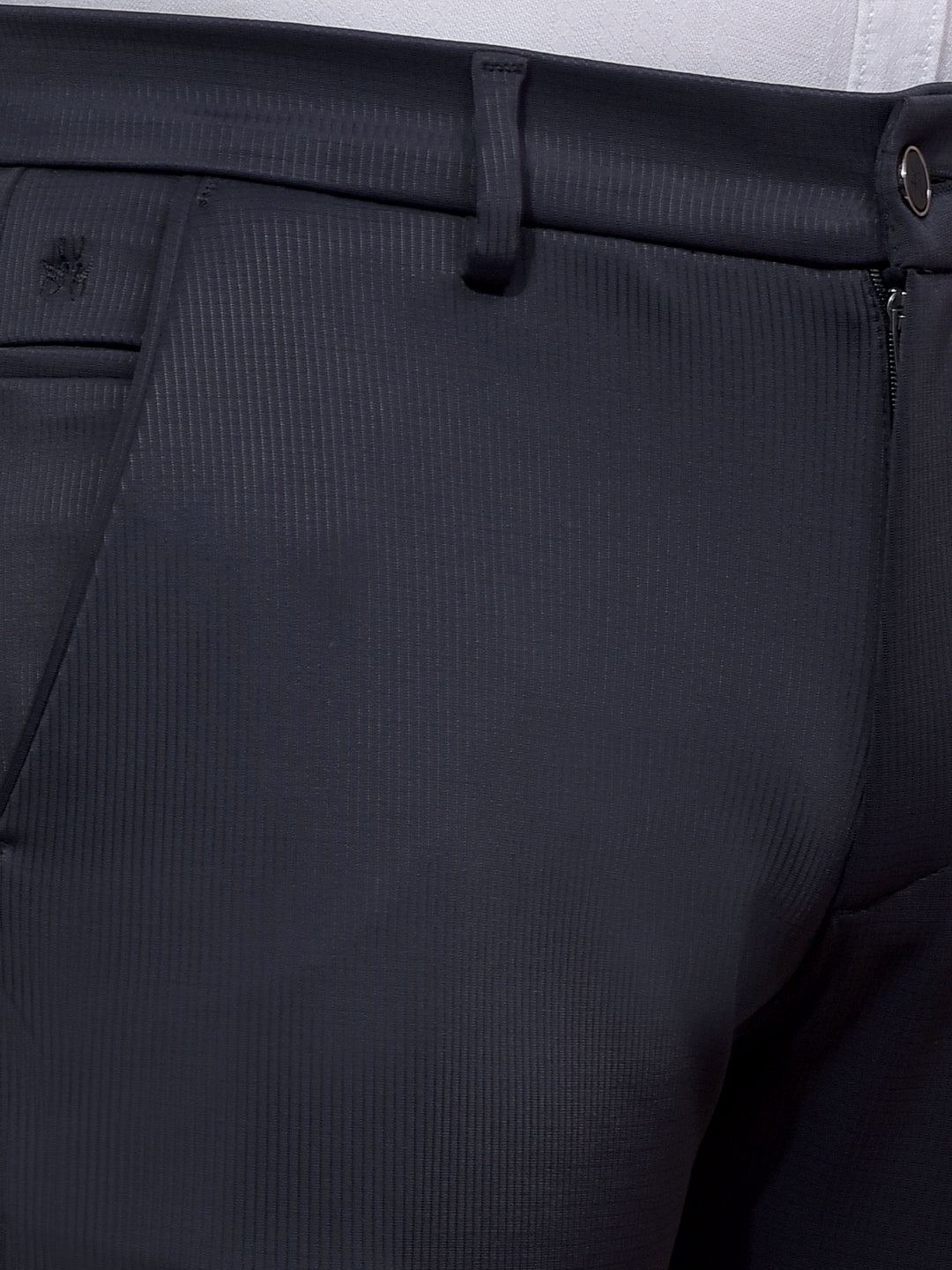 Navy Blue Printed Knitted Trousers-Men Trousers-Crimsoune Club