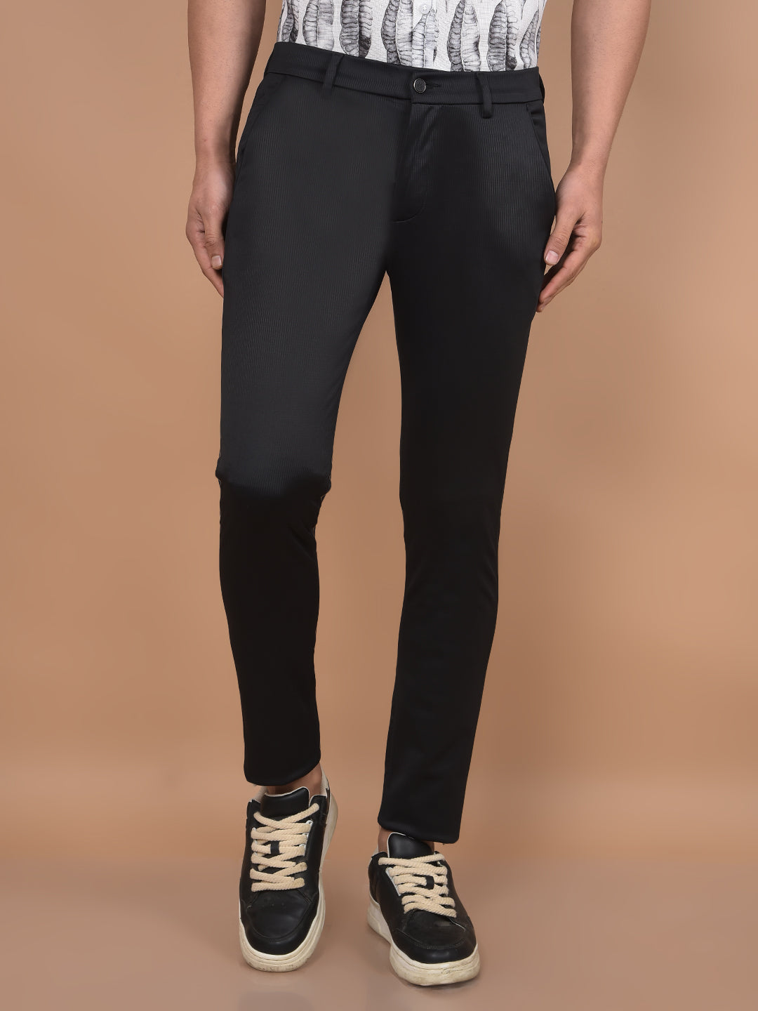 Black Knitted Trousers-Men Trousers-Crimsoune Club