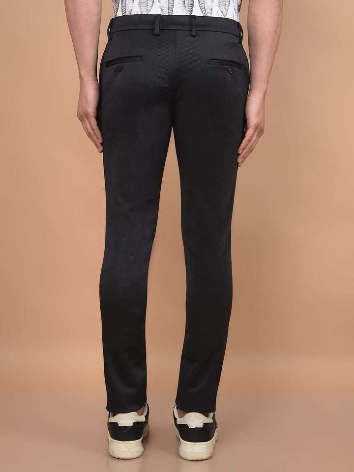 Black Knitted Trousers-Men Trousers-Crimsoune Club