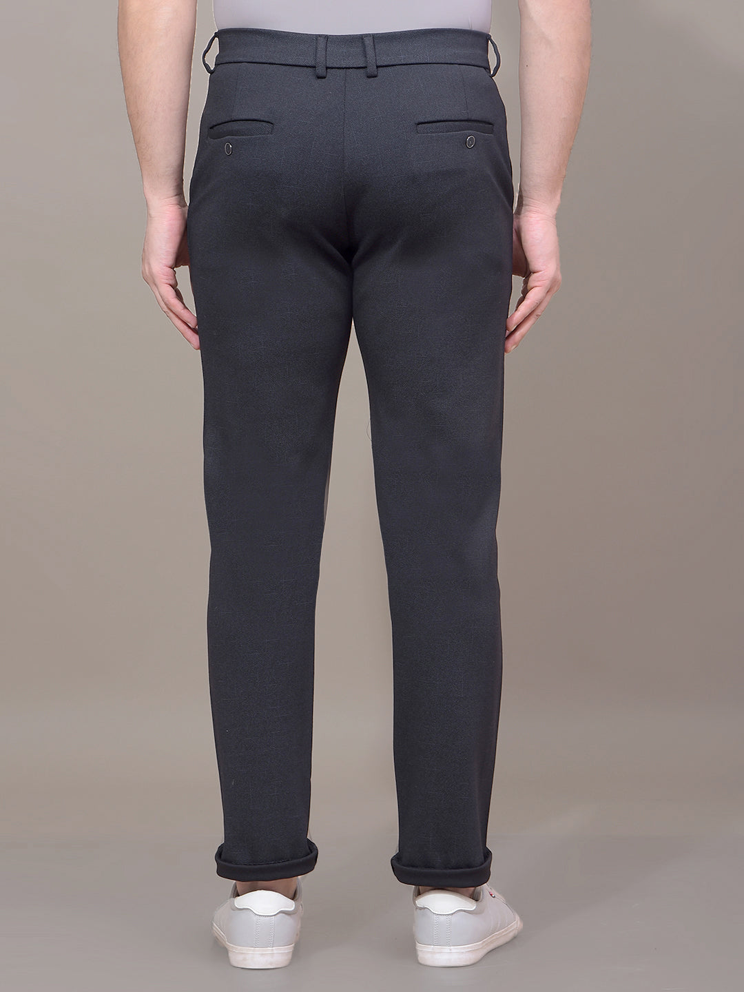 Navy Blue Printed Trousers-Men Trousers-Crimsoune Club