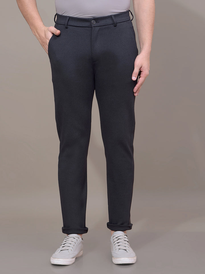 Navy Blue Printed Trousers-Men Trousers-Crimsoune Club
