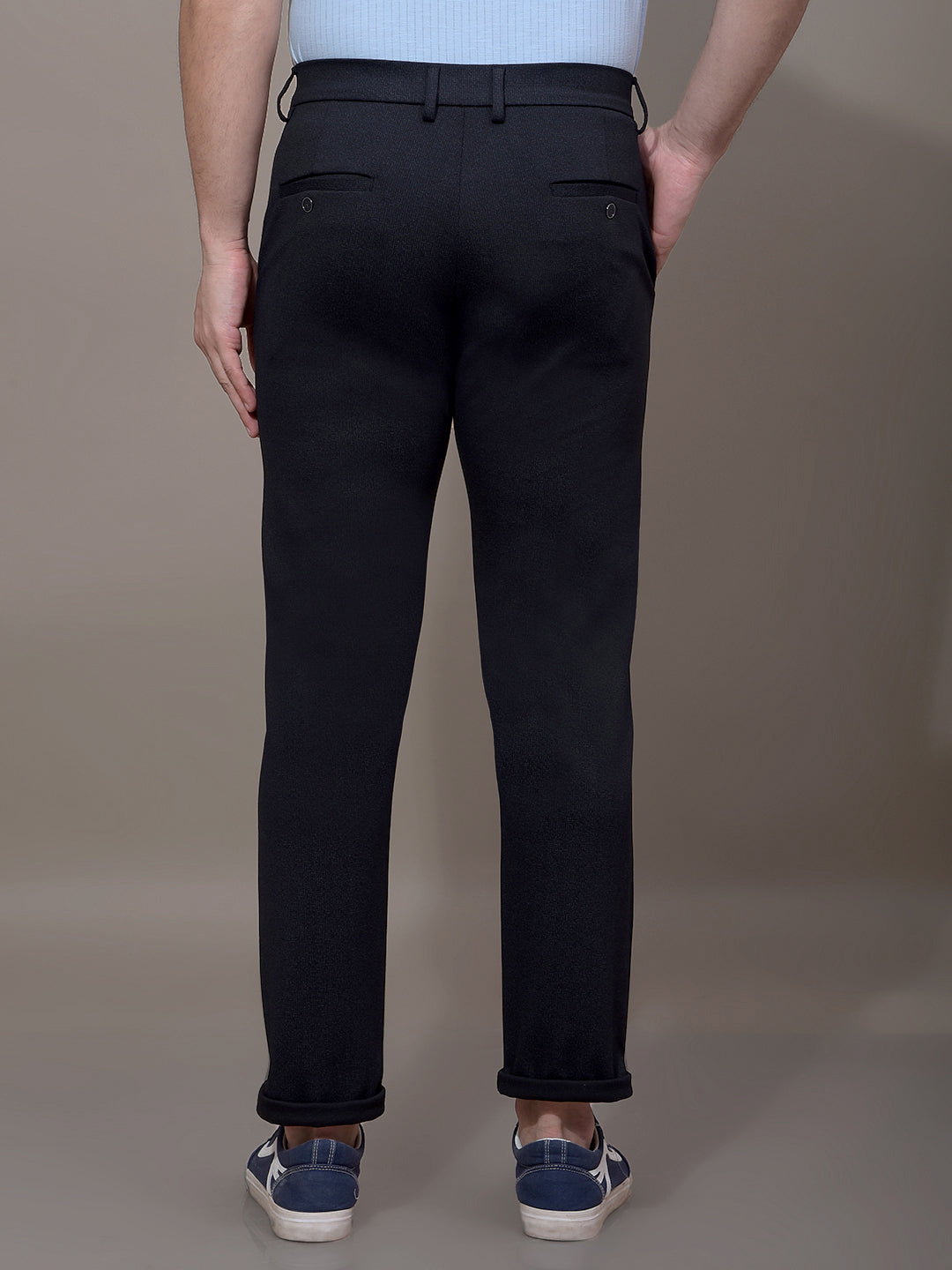 Navy Blue Printed Trousers-Men Trousers-Crimsoune Club