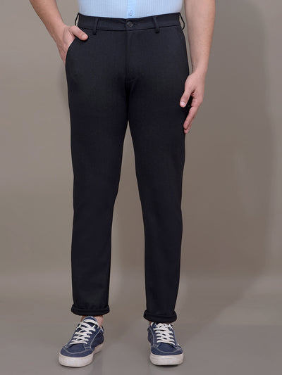 Navy Blue Printed Trousers-Men Trousers-Crimsoune Club