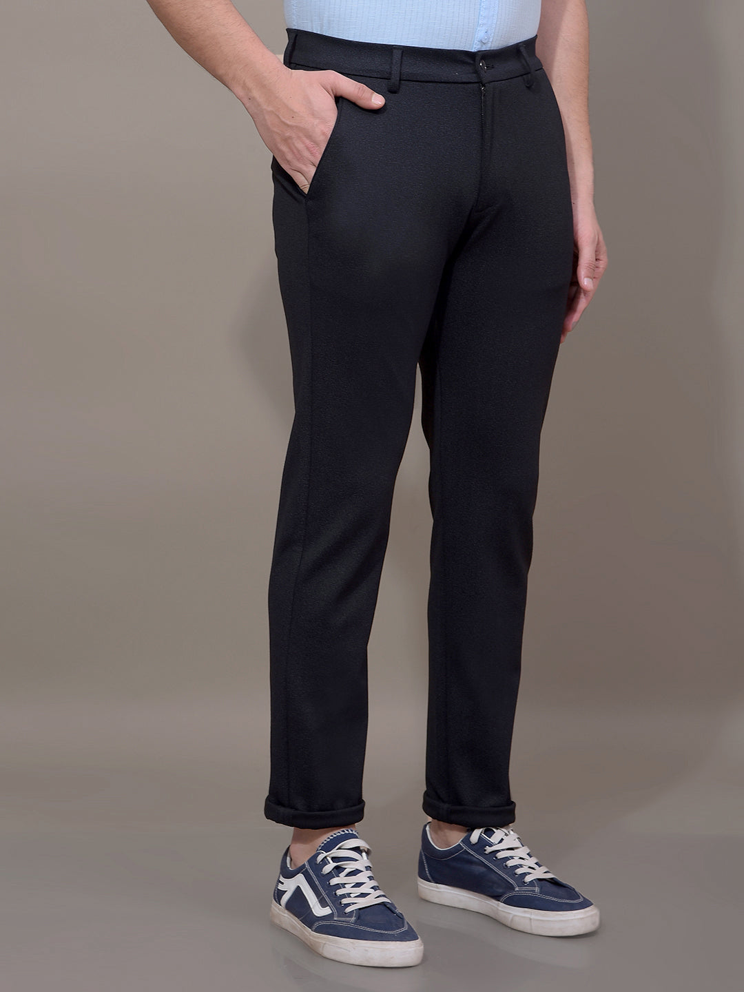 Navy Blue Printed Trousers-Men Trousers-Crimsoune Club