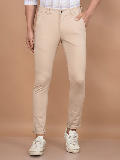 Beige Knitted Trousers-Men Trousers-Crimsoune Club