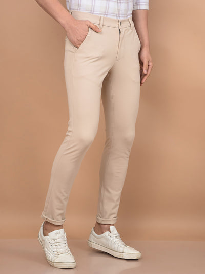 Beige Knitted Trousers-Men Trousers-Crimsoune Club