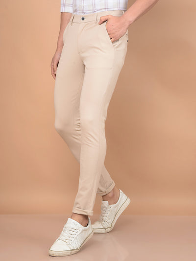 Beige Knitted Trousers-Men Trousers-Crimsoune Club