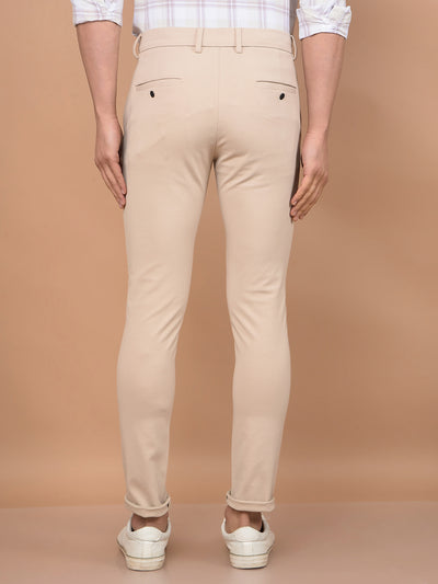 Beige Knitted Trousers-Men Trousers-Crimsoune Club