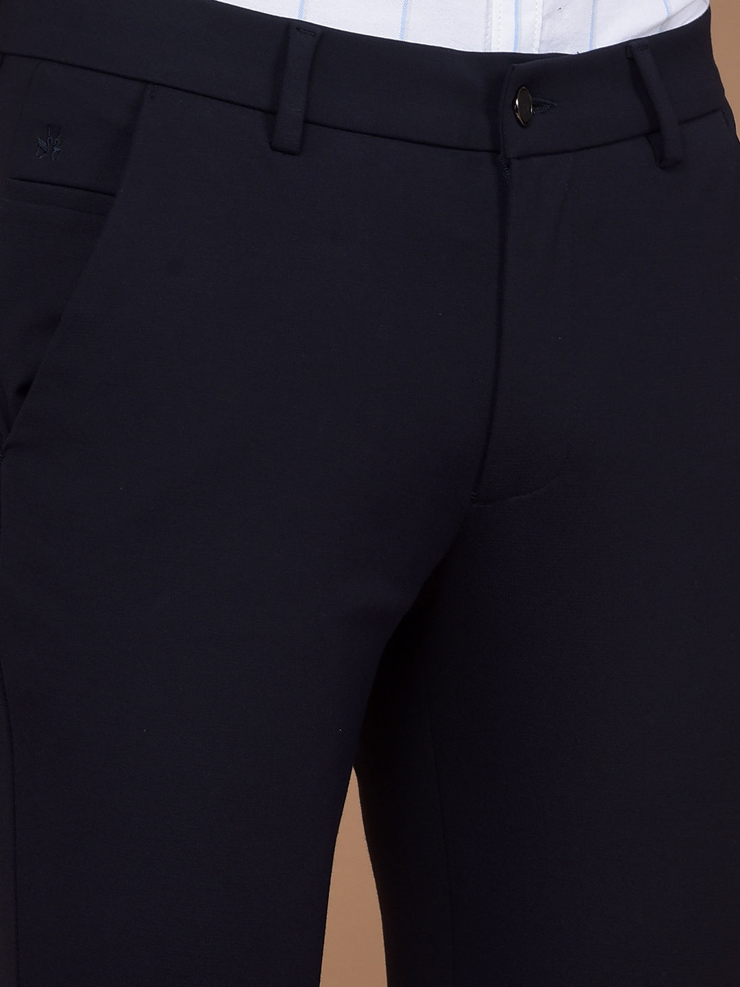Navy Blue Knitted Trousers-Men Trousers-Crimsoune Club