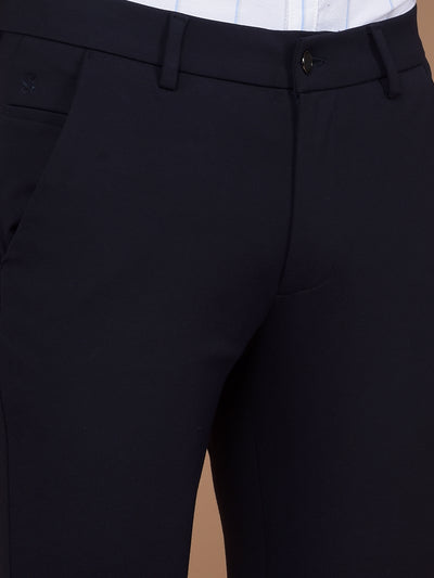 Navy Blue Knitted Trousers-Men Trousers-Crimsoune Club