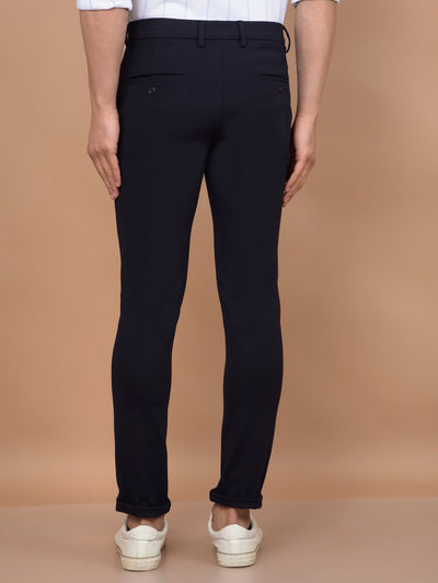 Navy Blue Knitted Trousers-Men Trousers-Crimsoune Club
