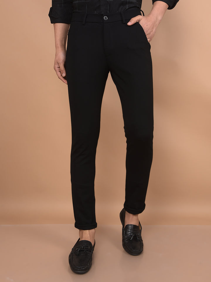 Black Knitted Trousers-Men Trousers-Crimsoune Club