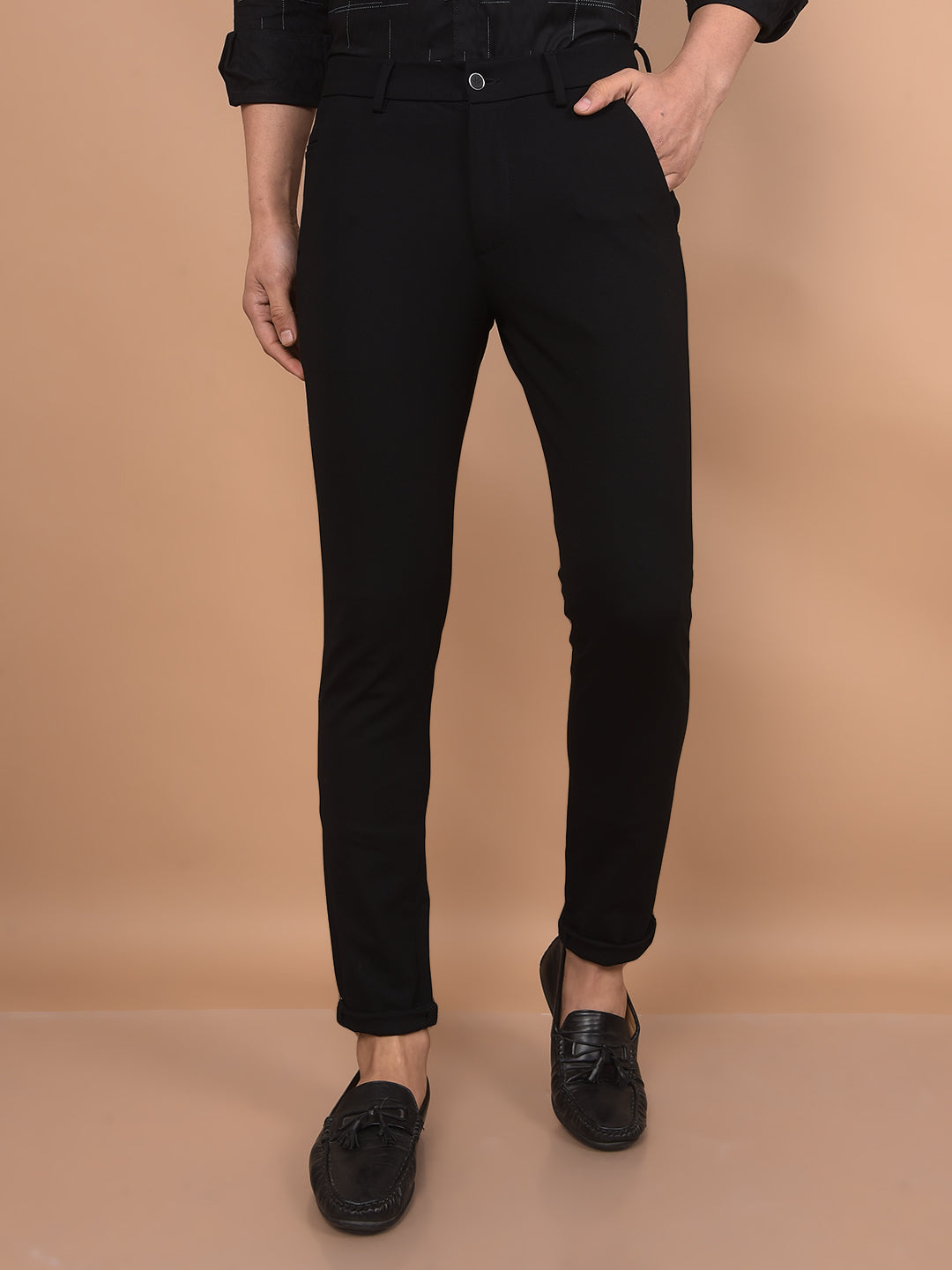 Black Knitted Trousers-Men Trousers-Crimsoune Club