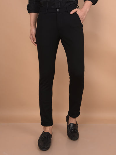 Black Knitted Trousers-Men Trousers-Crimsoune Club