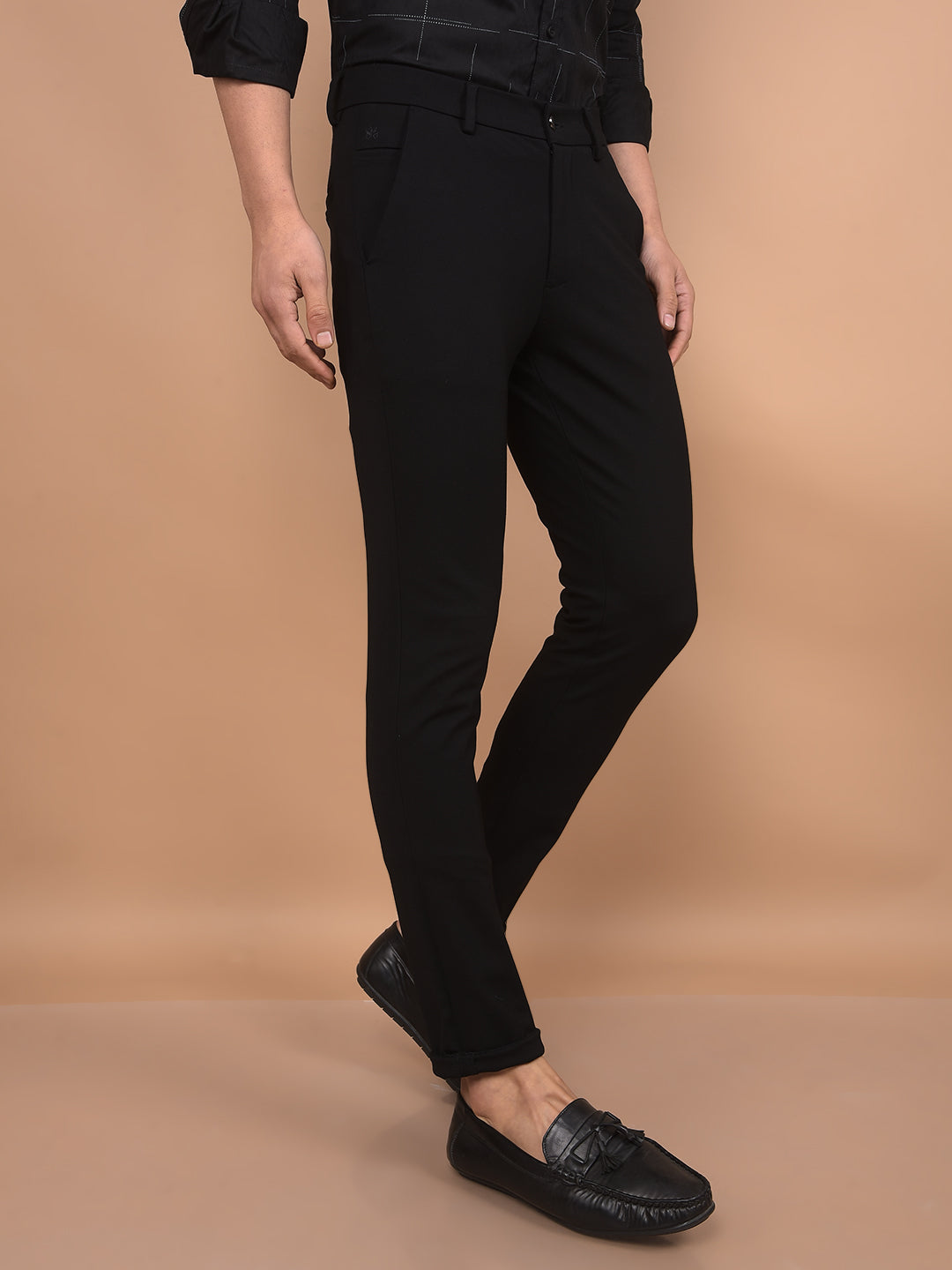 Black Knitted Trousers-Men Trousers-Crimsoune Club