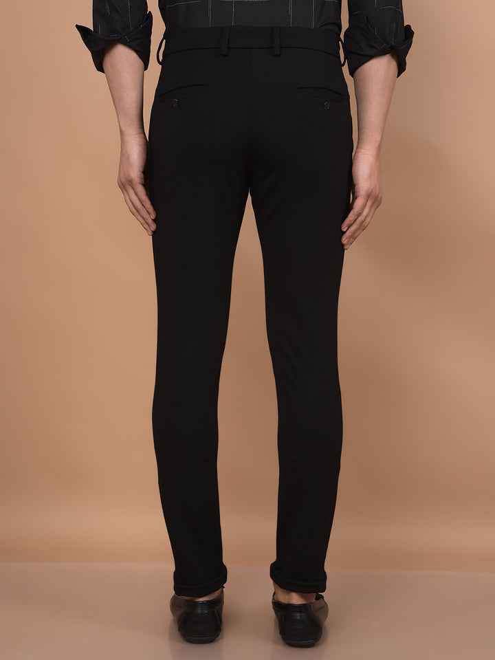 Black Knitted Trousers-Men Trousers-Crimsoune Club