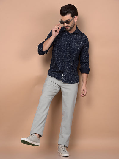 Grey Printed Trousers-Men Trousers-Crimsoune Club