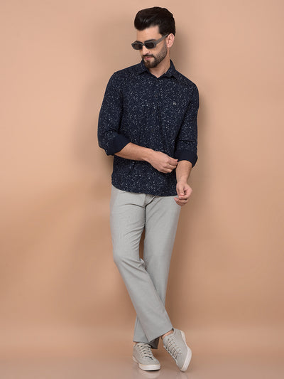 Grey Printed Trousers-Men Trousers-Crimsoune Club