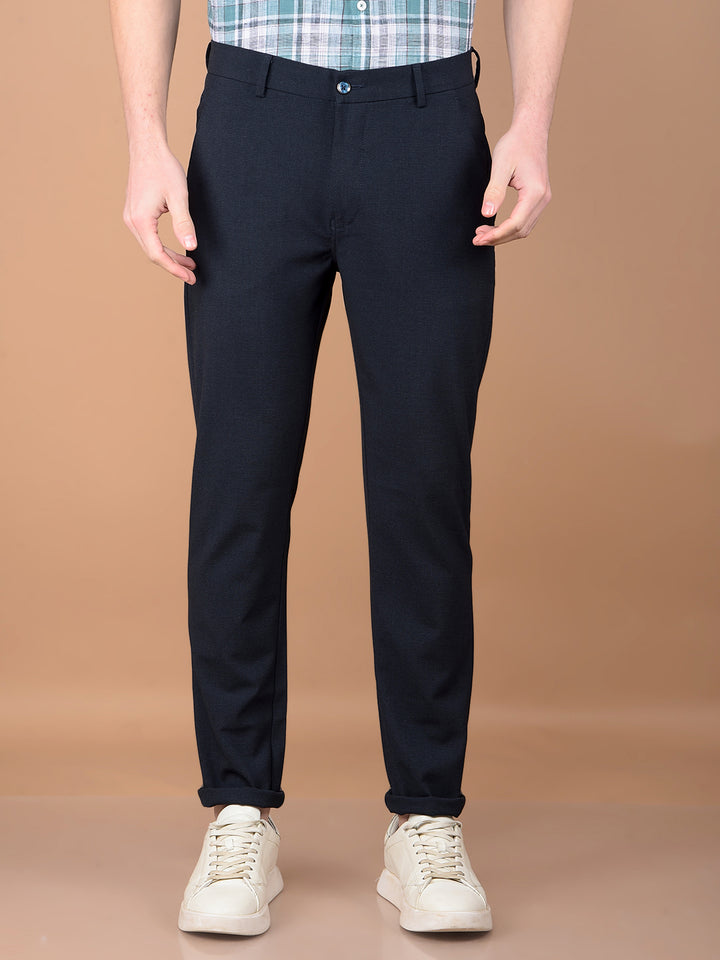 Navy Blue Printed Trousers-Men Trousers-Crimsoune Club