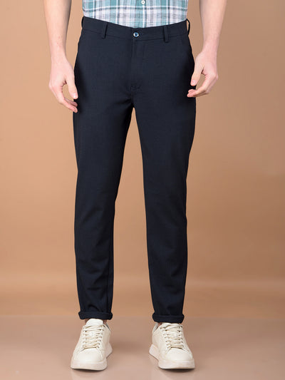 Navy Blue Printed Trousers-Men Trousers-Crimsoune Club