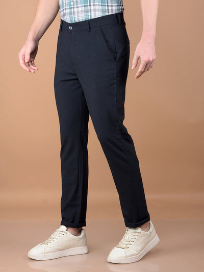 Navy Blue Printed Trousers-Men Trousers-Crimsoune Club