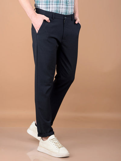 Navy Blue Printed Trousers-Men Trousers-Crimsoune Club