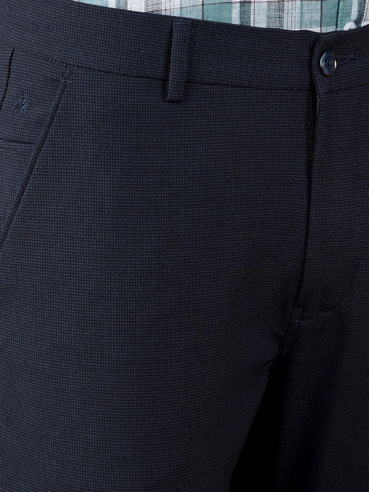 Navy Blue Printed Trousers-Men Trousers-Crimsoune Club