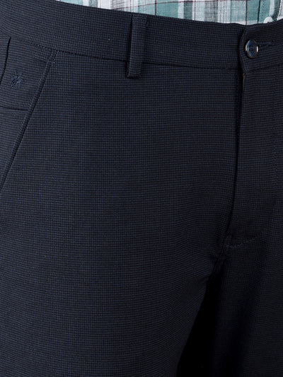 Navy Blue Printed Trousers-Men Trousers-Crimsoune Club