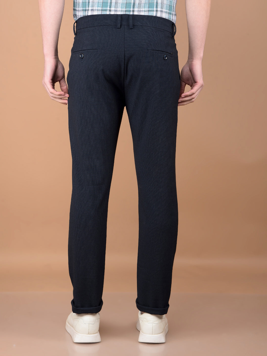 Navy Blue Printed Trousers-Men Trousers-Crimsoune Club