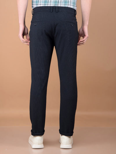Navy Blue Printed Trousers-Men Trousers-Crimsoune Club