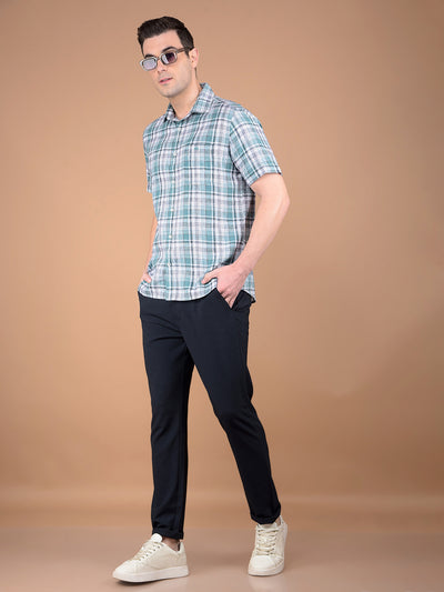 Navy Blue Printed Trousers-Men Trousers-Crimsoune Club