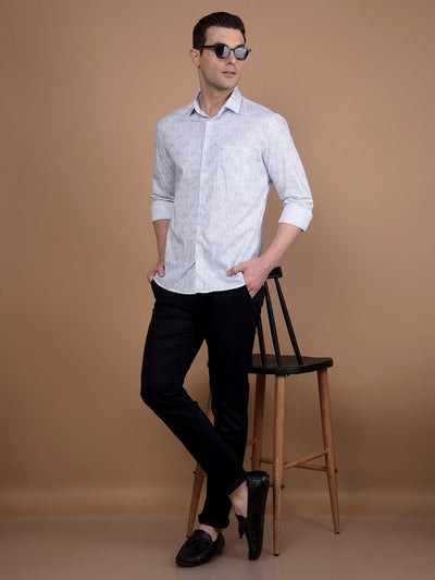 Navy Blue Printed Trousers-Men Trousers-Crimsoune Club
