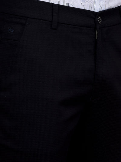 Navy Blue Printed Trousers-Men Trousers-Crimsoune Club